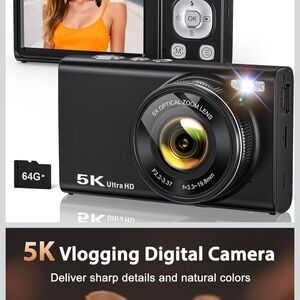5K Ultra HD Vlogging Digital Camera - Black